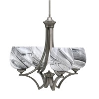 Zilo Uplight, 4 Light, Chandelier In Graphite Finish With 6