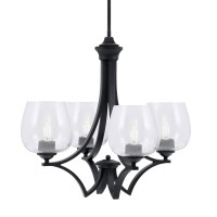 Zilo Uplight, 4 Light, Chandelier In Matte Black Finish With 6