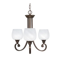 Curl Uplight, 3 Light, Chandelier Shown In Bronze Finish With 6