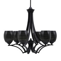 Zilo Uplight, 6 Light, Chandelier In Matte Black Finish With 5