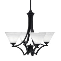 Zilo Uplight, 4 Light, Chandelier In Matte Black Finish With 7