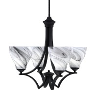 Zilo Uplight, 4 Light, Chandelier In Matte Black Finish With 6.25