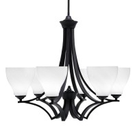 Zilo Uplight, 6 Light, Chandelier In Matte Black Finish With 6.25