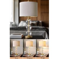 Usumkky 24 Glass Table Lamps Set Of 2 For Bedroom Living Room 3Way Touch Control Gold Glass Bedside Lamps For Nightstands Wit