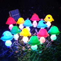 Nowsok Solar Mushroom String Lights For Outside Garden Decor, Mushroom Decor Lights With Extreme Bright Led String Lights & Ip65 Waterproof, Bell Edge/12 Led/Total Length: 24.5Ft