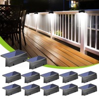 Jofios Solar Deck Lights Outdoor, Solar Step Lights Led Waterproof Solar Pool Side Lights Fence Lights Stair Light For Railing, Deck, Patio,Cool White/Warm White (12 Pack)