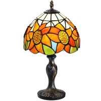 7Cdxd Stained Glass Lamp, Small Vintage Table Lamp With Handcraft Stained Glass Lampshade And Metal Base For Decorate Bedroom Living Room Study Office Bar