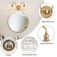 Tlolgt Antique 2Light Wall Sconce Modern Bathroomvanity Light Gold Wall Light Made Of Metal Body And Pressed Patterned Glass Re