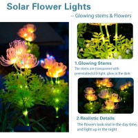 Dooyard Solar Garden Lights, Solar Flowers Lights With Glowing Flowers & Stems, Upgraded Solar Panel, Solar Lights Outdoor For Garden Decoration,Yard Decor And Gift For Mother (2 Pack)