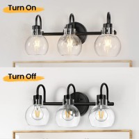 Apenath Bathroom Light Fixtures Black 3 Lights Vanity Light Farmhouse Wall Sconces With Globe Glass Shade Porch Wall Mount La