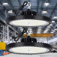 Evbforu 2 Pack Ufo Led High Bay Light 250W High Bay Led Lights 35 000Lm 5000K Led Shop Light With Ip66 Commercial Warehouse Ar