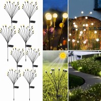 Rodnsurw 8 Pack Solar Firefly Lights Solar Garden Lights Outdoor Waterproof,Starburst Swaying Solar Firefly Lights, Firefly Garden Lights For Path Landscape Outdoor Decorative Lights