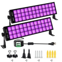 Pizhlo 2 Pack 100W Led Black Lights Bar Black Light For Neon Glow Party 385400Nm Blacklight Flood Light For Blacklight Party