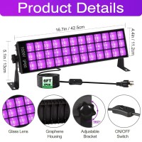 Pizhlo 2 Pack 100W Led Black Lights Bar Black Light For Neon Glow Party 385400Nm Blacklight Flood Light For Blacklight Party