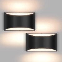 Aiilsmp 2 Pack Wall Sconces Indoor Black Modern Led Wall Sconce Hardwired Up And Down Wall Light Fixture For Bedroom Hallway Cor