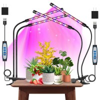 Garpsen Grow Lights For Indoor Plants 2Pcs 2 Heads Full Spectrum Led Grow Lights For Seed Starting 80 Leds Plant Grow Light W