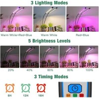 Garpsen Grow Lights For Indoor Plants 2Pcs 2 Heads Full Spectrum Led Grow Lights For Seed Starting 80 Leds Plant Grow Light W