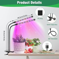 Garpsen Grow Lights For Indoor Plants 2Pcs 2 Heads Full Spectrum Led Grow Lights For Seed Starting 80 Leds Plant Grow Light W