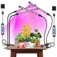 Garpsen Grow Lights For Indoor Plants 2Pcs 2 Heads Full Spectrum Led Grow Lights For Seed Starting 80 Leds Plant Grow Light W