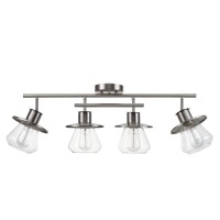 Globe Electric 57504 4-Light Track Lighting, Brushed Nickel, Center Bar Detail, Clear Glass Shades