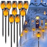 Solar Christmas Lights 10-Pack Solar Torch Light With Flickering Flame, Upgraded Solar Outdoor Lights For Garden Decorations, Waterproof Solar Flame Tiki Led Torches For Outside Patio Lawn Decoration