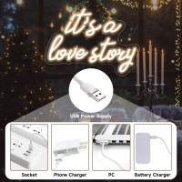 Its A Love Story Neon Sign White Usb Led Light Up Signs For Bedroom Aesthetic Birthday Wedding Party Gift Boyfriend Girlfriend