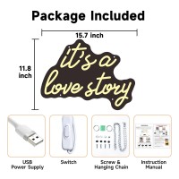 Its A Love Story Neon Sign White Usb Led Light Up Signs For Bedroom Aesthetic Birthday Wedding Party Gift Boyfriend Girlfriend