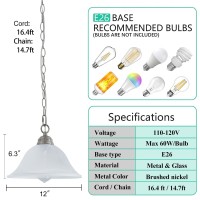 Shengqingtop Plug In Pendant Light Alabaster Glass Shade Hanging Lamp With Onoff Switch 164Ft Cord 147Ft Chain Dimmable Bru