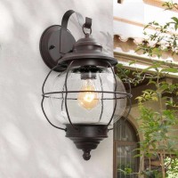 Optimant Lighting Farmhouse Outdoor Wall Sconce Lights, Globe Exterior Waterproof Light Fixture With Seeded Glass, Anti-Rust Porch Lights Outdoor Wall Mount For Patio, Froot Door, Garage