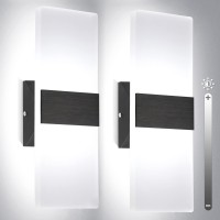 Trlife Dimmable Wall Sconces Modern Wall Sconces Set Of 2 Hardwired Wall Mounted Lights 12W 6000K Cool White Led Wall Sconce Li