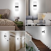 Trlife Dimmable Wall Sconces Modern Wall Sconces Set Of 2 Hardwired Wall Mounted Lights 12W 6000K Cool White Led Wall Sconce Li