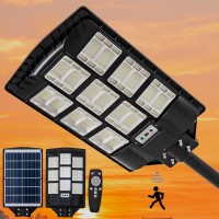 1200W Solar Street Lights Outdoor Waterproof, Dusk To Dawn, With Motion Sensor And Remote Control, Suitable For Courtyardswall, Gardens, Streets, Garage, Parking Lot Lights, Wall Or Pole Mount