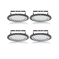 Papsbox 4 Pack 100W Ufo High Bay Lights,10000Lm 6500K Super Bright Daylight White Highbay Led Light Fixture,110V Area Lamp Ip65 For Shop Garage Warehouse Workshop Gym Factory Commercial Lighting