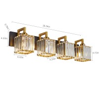 Fdpby Modern Crystal Bathroom Vanity Light 4-Lights Black Gold Modern Crystal Wall Lamp Bathroom Modern Crystal Vanity Lighting