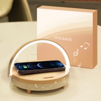 Vivilumens Birthday Gifts For Women 5 In 1 Bedside Lamps With Wireless Charger Bluetooth Speaker White Noise Machine Dimmable