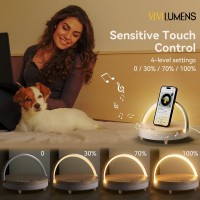 Vivilumens Birthday Gifts For Women 5 In 1 Bedside Lamps With Wireless Charger Bluetooth Speaker White Noise Machine Dimmable