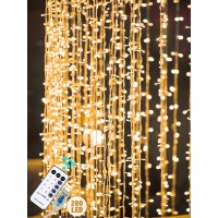 Maggift 200 Led Hanging Curtain String Lights Outdoor Waterproof, 6.5 X 9.8 Ft Usb Fairy Curtain Lights.8 Modes Plug In Fairy String Light With Remote Control