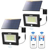 Solar Flood Light For Outside, 120 Led Super Bright Solar Light Outdoor With Motion Sensor & Remote Control, 5 Modes, 2400 Mah Rechargeable Battery, Ip66 Waterproof Solar Motion Lights Outdoor, 2 Pack