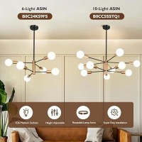 Sheetea 6Light Sputnik Chandelier Black And Gold Chandeliers Pendant Lighting Modern Farmhouse Dinning Room Light Fixture Mid