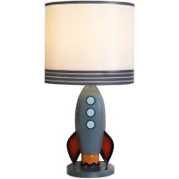 Herbestbay Kids Bedside Table Lamp, Adorable 14 Inch Rocket Ship Design With Cute Lampshade, Space Lamp Ideal For Children'S Bedroom Decor, Includes Led Bulb