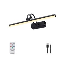 Raifoolly Picture Light, 13In Battery Operated Picture Lights For Paintings,Metal Remote Display Art Light With Timer And Dimmable For Wall Painting,Frame, Portrait, Dartboard(Black)