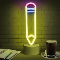 Lumoonosity Pencil Led Neon Signs Desktable Classroom Lamp With Stand For Bedroom Study Room Game Room Usbbattery Powere