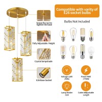 Fdpby Gold Pendant Lighting Modern Pendant Light Mini Crystal Chandeliers Adjustable Pendant Light Fixture For Kitchen Island D