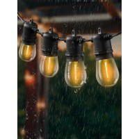 Damaing Outdoor String Lights 48Ft Patio Lights For Outside With 16 S14 Dimmable Shatterproof Led Edison Bulbs Heavy Duty Water