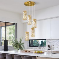 Fdpby Gold Pendant Lighting Modern Pendant Light Mini Crystal Chandeliers Adjustable Pendant Light Fixture For Kitchen Island D