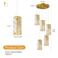 Fdpby Gold Pendant Lighting Modern Pendant Light Mini Crystal Chandeliers Adjustable Pendant Light Fixture For Kitchen Island D