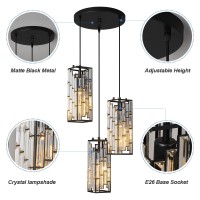 Fdpby Black Pendant Lighting Modern Pendant Light Mini Crystal Chandeliers Adjustable Pendant Light Fixture For Kitchen Island