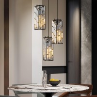 Fdpby Black Pendant Lighting Modern Pendant Light Mini Crystal Chandeliers Adjustable Pendant Light Fixture For Kitchen Island