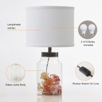 Gyrovu Fillable Table Lamp Table Lamp With Clear Glass Fillable Modern Table Lamp With White Lampshade Beside Lamp For Living R