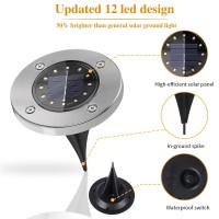 Kelvinlux Solar Garden Lights Outdoor 8 Packs Bright Solar Powered Ground Lights With Updated 12 Leds Waterproof Disk Warm Fla